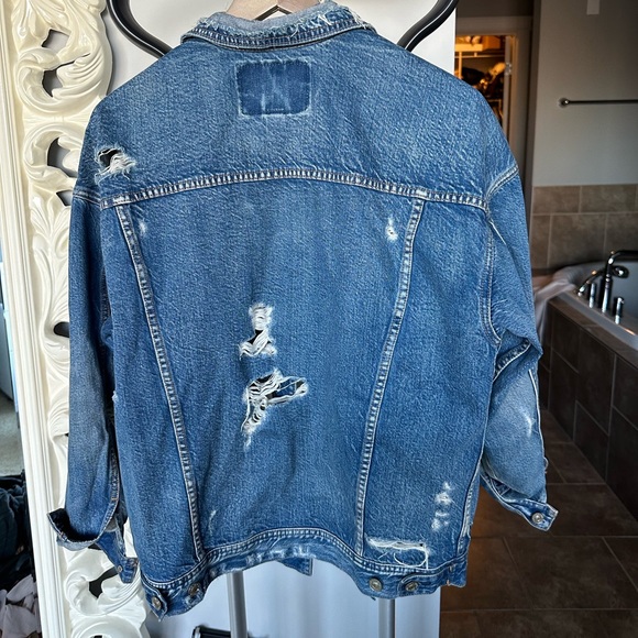 Oversized Distressed American Eagle Jean Jacket - Picture 2 of 3